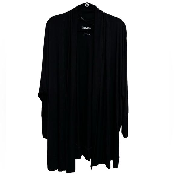 Torrid Super Soft Knits Dolman Sleeve Open Front Cardigan in Black - Size 1 - Picture 2 of 6
